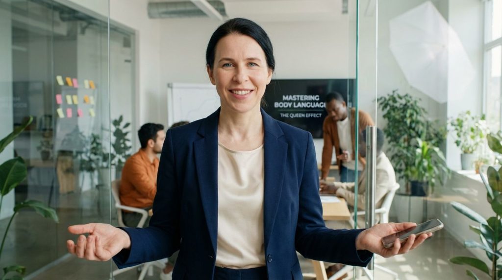 The guide standing confidently with a smartphone, representing daily micro-learning. The guide standing confidently with a smartphone, representing daily micro-learning.